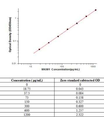 Sandwich ELISA: TIM-1/KIM-1/HAVCR Antibody Pair [HRP] [NBP2-79564] - This standard curve is only for demonstration purposes. A standard curve should be generated for each assay.